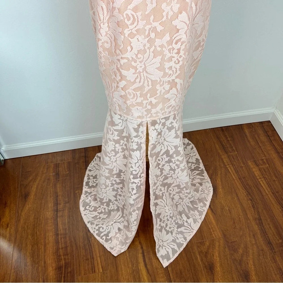 JARLO Revolve Formal Gown CADENCE PEACH Lace Sheer Maxi Dress Size SMALL/10 B37 - Picture 10 of 13